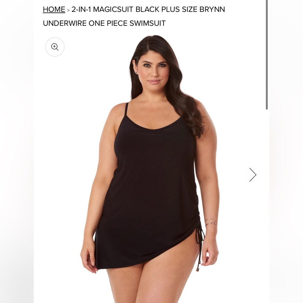 MAGICSUIT Brynn Black Swim Dress one piece slimming underwire tassle 16W EUC